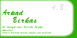 arpad birkas business card