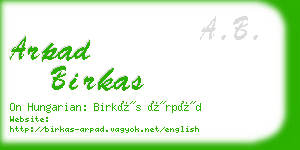 arpad birkas business card